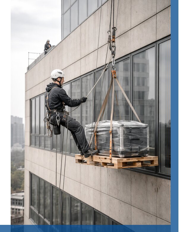 Спуск груза по фасаду в Зеленокумске от 3564 р. | ВЫСОТНИК-Злм