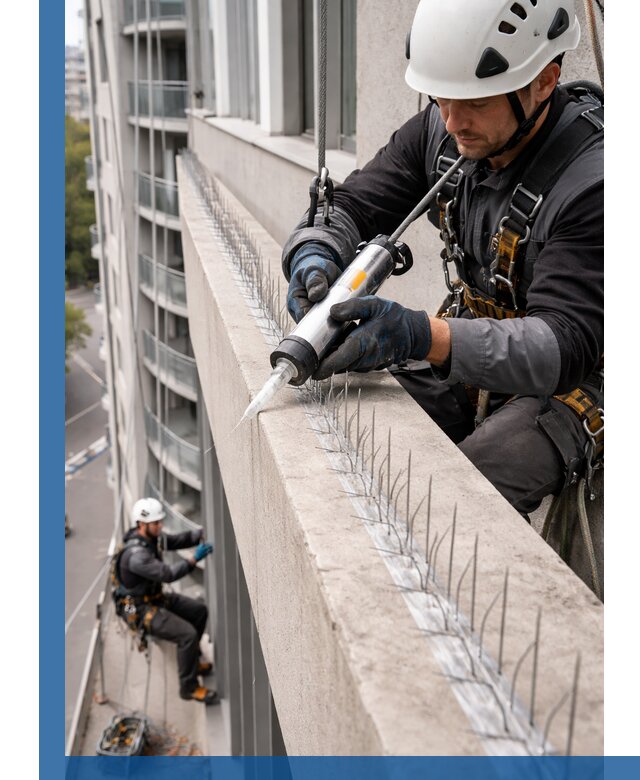 Установка шипов от птиц на фасадах и кровлях в Зеленокумске